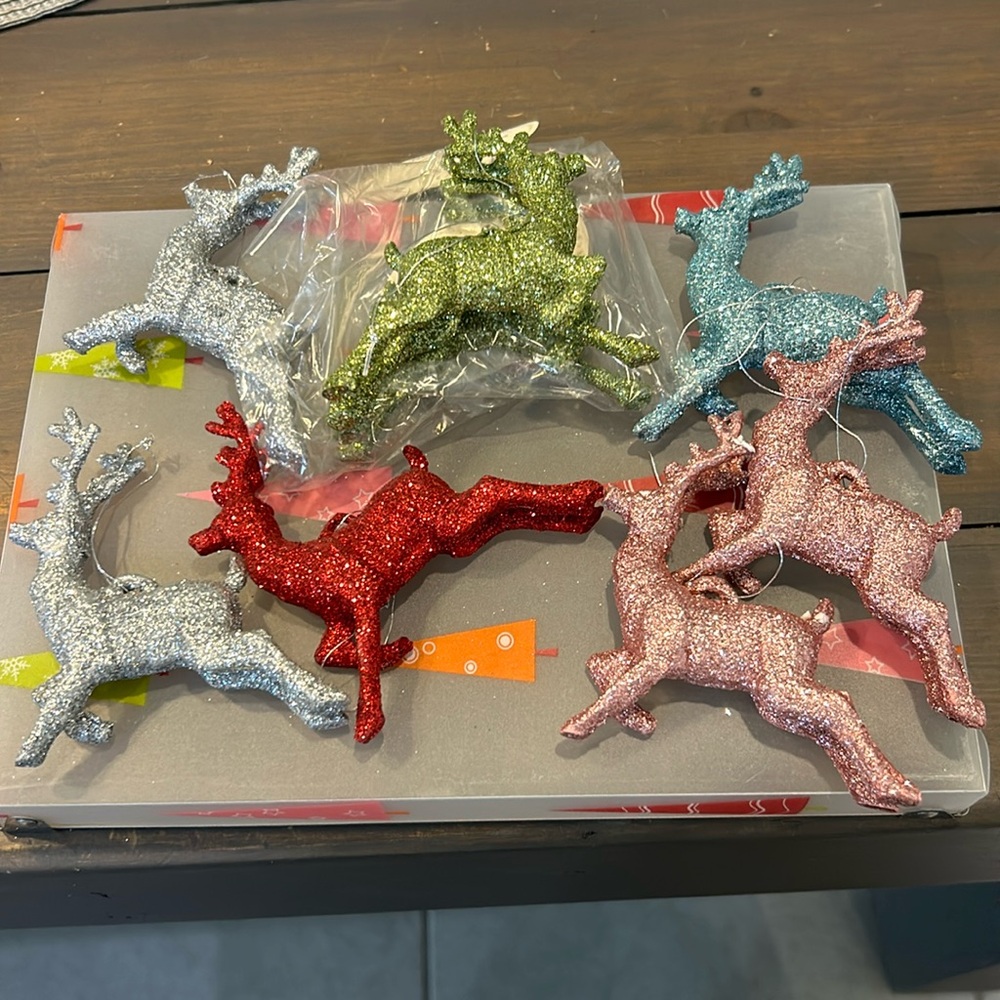 Glitter reindeer ornament assortment